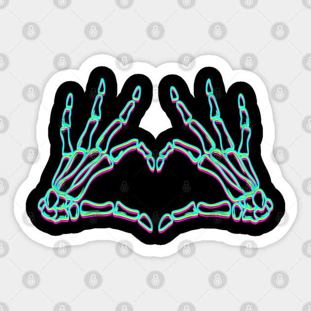 skull hand love Sticker by Mad77store